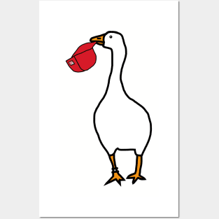 White Goose Steals Red Hat Posters and Art